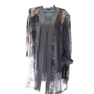 NWT Women’s Jacket SZ 14 Tank Sheer Purple Floral Gray Tank Classy Dressy READ